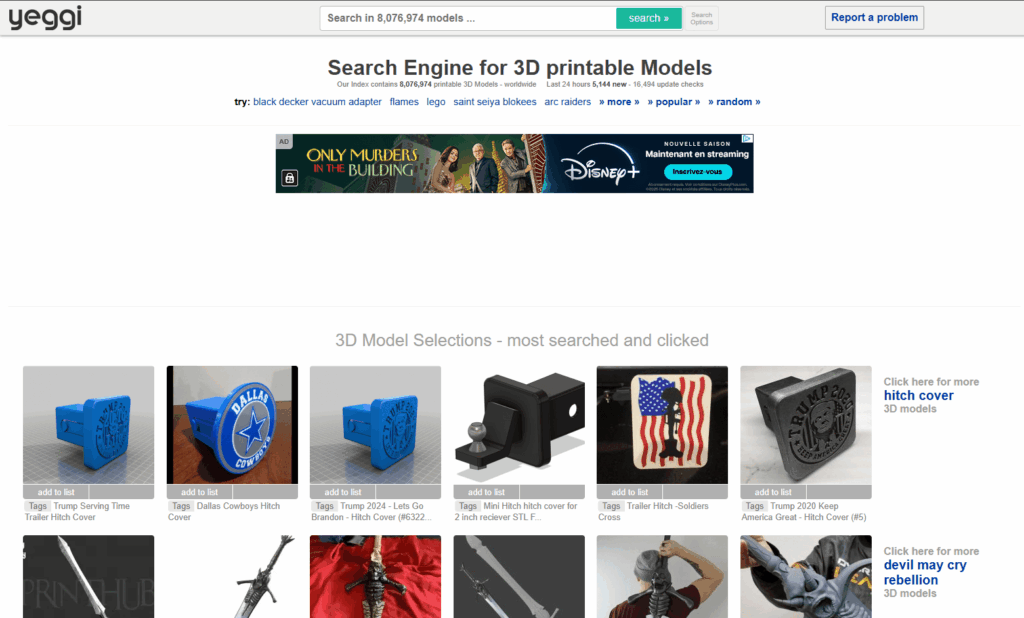 Fichiers 3D gratuits avec Yoggi