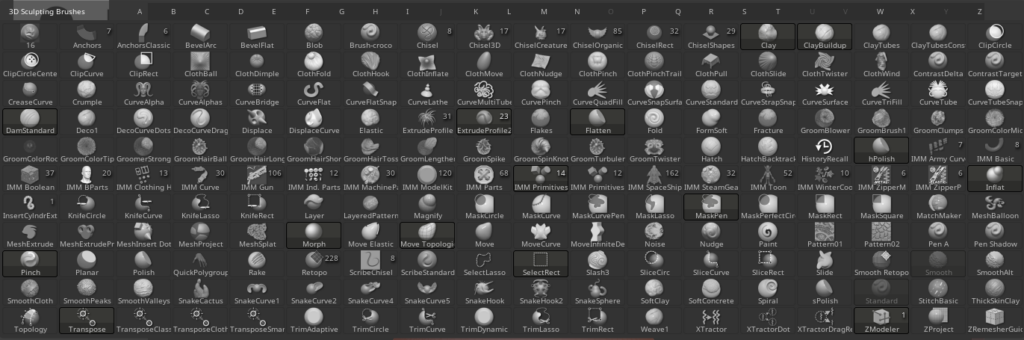 les brosses de zbrush